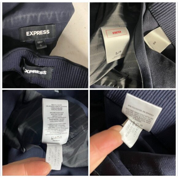 EXPRESS Blue Pantsuit Dark Navy Pants Double Breasted Blazer Jacket Size Small - Picture 11 of 12